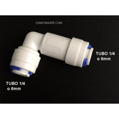 Valvula Anti-retorno CODO con conexion rápida tubo 1/4 - tubo 1/4 o 6mm