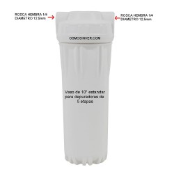 Vaso filtro de 10 pulgadas con doble junta, osmosis inversa 5 etapas estandar