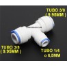 Te conexion rápida tubo 3/8 (9.95mm) - tubo 1/4 (6mm) - tubo 3/8 (9.95mm)
