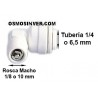 Válvula Anti-retorno ROSCA MACHO 1/8 o 10mm, TUBERIA 1/4 o 6.5mm de conexión rapida