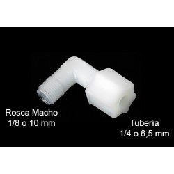 Codo CONEXION ROSCA tubo 1/4 (6,5mm) - rosca macho 1/8