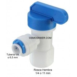 Llave depósito con conexión rápida osmosis inversa, para tubo de 6mm o tubo 1/4, rosca 1/4