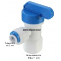 Llave depósito con conexión rápida osmosis inversa, para tubo de 6,5mm o tubo 1/4, rosca 1/4