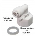 Codo conexion rapida rosca hembra 1/2 - tubo 1/4 o 6,5mm