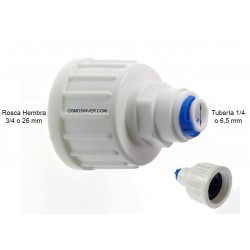 Recta conexion rapida, tubo 1/4 o 6mm, rosca hembra 3/4 con diametro de rosca interior 24.5mm
