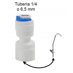 Conector para la rosca del grifo de osmosis con conexión rapida, tubo 1/4 - 6,5mm osmosis inversa