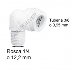 Codo conexion rapida Rosca 1/4 - Tubo 3/8 o 9.95mm