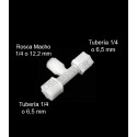 Te tubo roscado1/4 (6,5mm) - rosca lateral macho 1/4