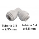 Union Codo Conexion Rapida Tuberia 1/4 o 6.5 mm a Conexion Rapida Tuberia 3/8 o 9.95 mm