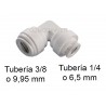 Codo Conexion Rapida Tuberia 1/4 o 6.5 mm a Conexion Rapida Tuberia 3/8 o 9.95 mm