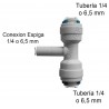 T Conexion Rapida 1/4 o 6.5 mm a Conexion Espiga 1/4 o 6.5 mm a Conexion Rapida 1/4 o 6.5 mm