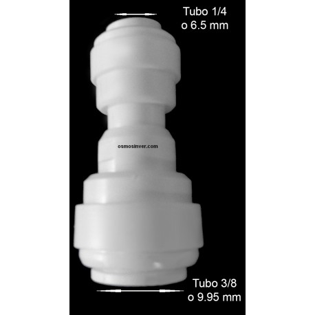 Unión conexión rápida reducción tubo 3/8 (9.95mm) a tubo 1/4 (6mm)