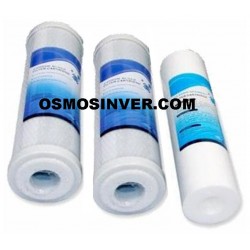 Juego de 3 filtros para osmosis estandar 5 etapas de 10 pulgadas de alto