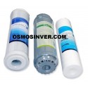 Juego de 3 filtros para osmosis estandar 5 etapas de 10 pulgadas de alto